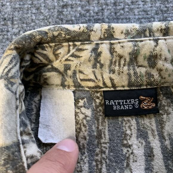 Vintage Rattlers Brand Camo Button Up Shirt Mens XL Realtree Chamois Flannel USA - Picture 5 of 13